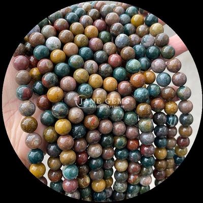 pierre précieuse naturelle avec coupe ronde pierre de lune fluorite Océan Jaspe Franges lâches perles pour bijoux de bricolage