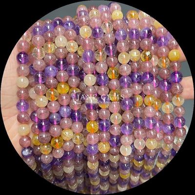 Ronde pierre précieuse Quartz de feu Quartz fumé Franges de perles en couleurs variées pour la fabrication de bijoux bricolage