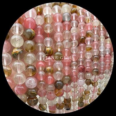 Pierre précieuse poli Coupe ronde de feu Quartz doré Rutilé Quartz perles de fils pour la fabrication de bijoux DIY