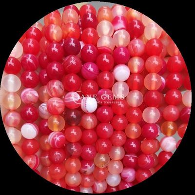 Forme ronde pierre précieuse rouge agate à rayures vert agate à rayures naturelles fils de perles lâches pour boucles d'oreilles bricolage Jeux de fabrication