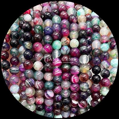 Forme ronde pierre précieuse rouge agate à rayures vert agate à rayures naturelles fils de perles lâches pour boucles d'oreilles bricolage Jeux de fabrication