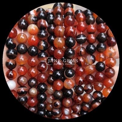 Perles de pierre précieuse à coupe ronde multicolore Agate à rayures bleu jaune pour la fabrication de bijoux et les bracelets de guérison