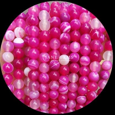 Perles de pierre précieuse à coupe ronde multicolore Agate à rayures bleu jaune pour la fabrication de bijoux et les bracelets de guérison