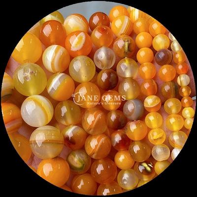 Forme ronde 8 mm Perles de pierre précieuse naturelle Perles d'agate diverses Perles de cornaline jaune rayé d'agate perle lâche pour bijoux de bricolage
