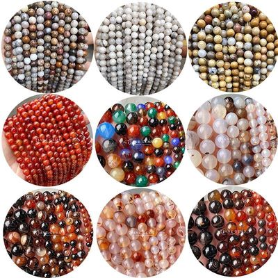 Perles d'agate multicolores personnalisées en forme ronde de 8 mm pour la fabrication de bijoux