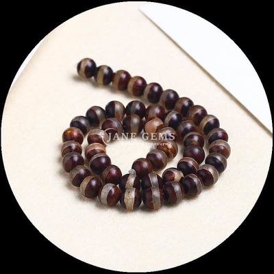Décoration de bijoux de bricolage Essentiel Beaux perles d'agate tibétaine multicolore Trois yeux Dzi Franges de perles lâches avec une technique polie