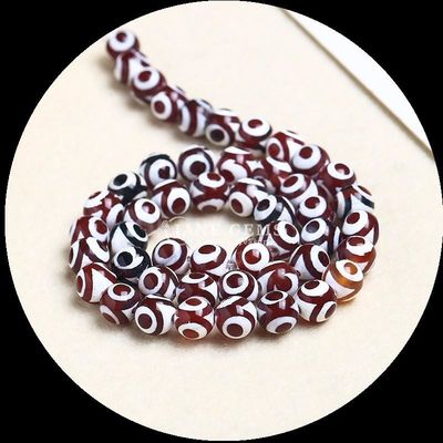 Décoration de bijoux de bricolage Essentiel Beaux perles d'agate tibétaine multicolore Trois yeux Dzi Franges de perles lâches avec une technique polie