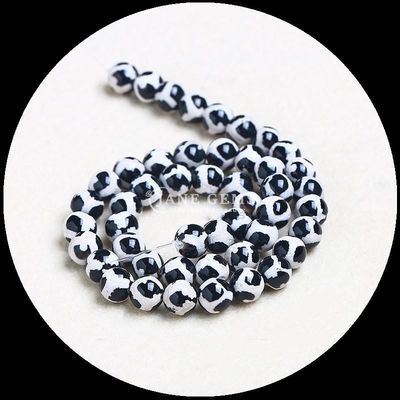 Décoration de bijoux de bricolage Essentiel Beaux perles d'agate tibétaine multicolore Trois yeux Dzi Franges de perles lâches avec une technique polie
