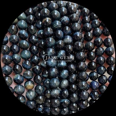 Perle de forme ronde de pierre précieuse L'œil de tigre bleu Franges de perles lâches pour bijoux et cadeaux de bricolage