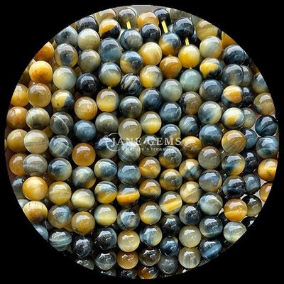 Forme ronde Perles de pierre précieuse naturelle L'œil de tigre Franges de perles lâches pour les bijoux