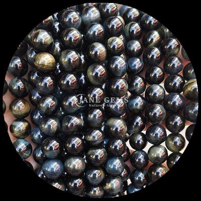 Forme ronde Perles de pierre précieuse naturelle L'œil de tigre Franges de perles lâches pour les bijoux