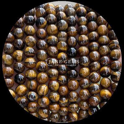 Forme ronde Perles de pierre précieuse naturelle L'œil de tigre Franges de perles lâches pour les bijoux