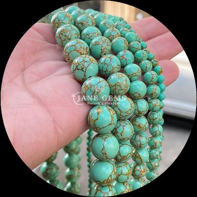 Couleur assortie Forme ronde Gems Perles Ligne d'or Turquoise Franges de perles lâches pour cadeau de bricolage