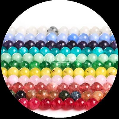 Perles de pierre précieuse en forme ronde et de couleurs multiples diverses chaux de calcédoine Franges de perles lâches parfaites pour les bijoux bricolage