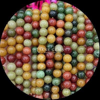 Perles de pierre précieuse en forme ronde et de couleurs multiples diverses chaux de calcédoine Franges de perles lâches parfaites pour les bijoux bricolage