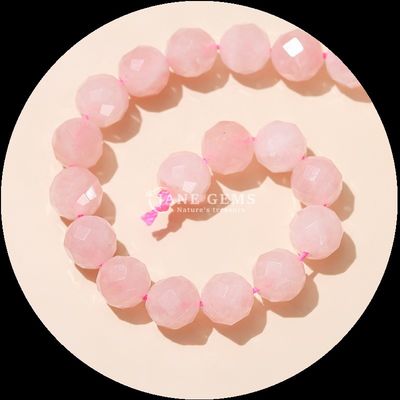 Perles de forme ronde de pierre précieuse Rose Quartz clair Quartz rond Faceté perles lâches pour les collections de bijoux élégants