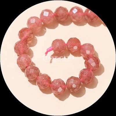 Perles de pierres précieuses naturelles Perles de pierres précieuses naturelles Citrine Fraise Quartz Façonnés rondes Franges de perles lâches