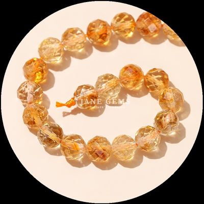 Perles de pierres précieuses naturelles Perles de pierres précieuses naturelles Citrine Fraise Quartz Façonnés rondes Franges de perles lâches