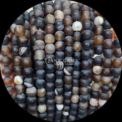 Perles de pierre précieuse naturelle de 8 mm Perles de pierre précieuse diverses bandes d'agate congelées Franges de perles lâches pour accessoires à perles artisanaux