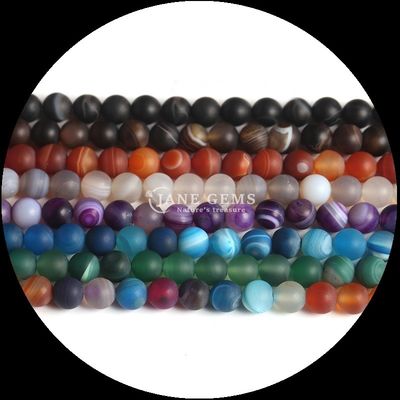 Perles de pierre précieuse naturelle de 8 mm Perles de pierre précieuse diverses bandes d'agate congelées Franges de perles lâches pour accessoires à perles artisanaux