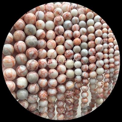 Perles de forme ronde Perles de pierre précieuse naturelle Perles de rhodonite polie Franges de perles lâches pour des collections de bijoux exquis