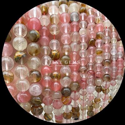 Perles de forme ronde Perles de pierre précieuse naturelle Perles de rhodonite polie Franges de perles lâches pour des collections de bijoux exquis