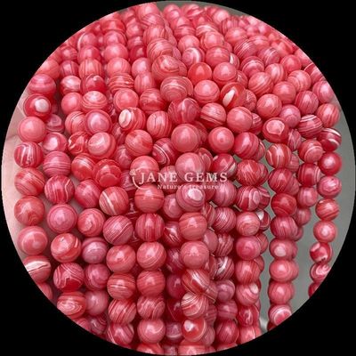 Perles de forme ronde Perles de pierre précieuse naturelle Perles de rhodonite polie Franges de perles lâches pour des collections de bijoux exquis