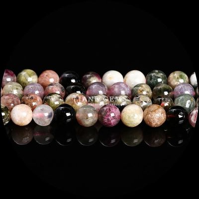 Les pierres précieuses de coupe ronde Perles d'or grès mousse agate tourmaline divers cristaux de guérison perles lâches Les fils de perles en forme de perles