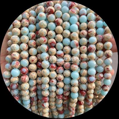 Technique polissée Perles de coupe ronde Perles en pierre de guérison de cristal multicolore Dalmatin Jaspe de lave Pierre à perles lâches Franges de perles pour accessoires capillaires à perles