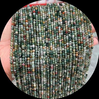 Les pierres précieuses naturelles Perles découpées en rondes Cristal facétuel de guérison Mini pierres précieuses Mousse Agate Flocon de neige Obsidienne Divers fils de perles lâches Idéal pour les accessoires artisanaux