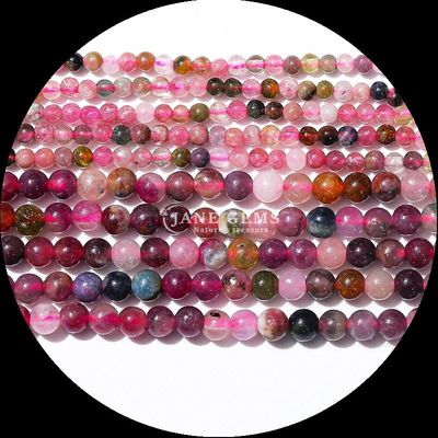 Perles de gemmes 4mm Multicolore Diverses Pierres de cristal naturelles Mini Tourmaline ronde Perles en vrac Brins pour les exigences du client